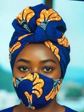 Authentic Nigerian Ankara African Turban & Face Mask